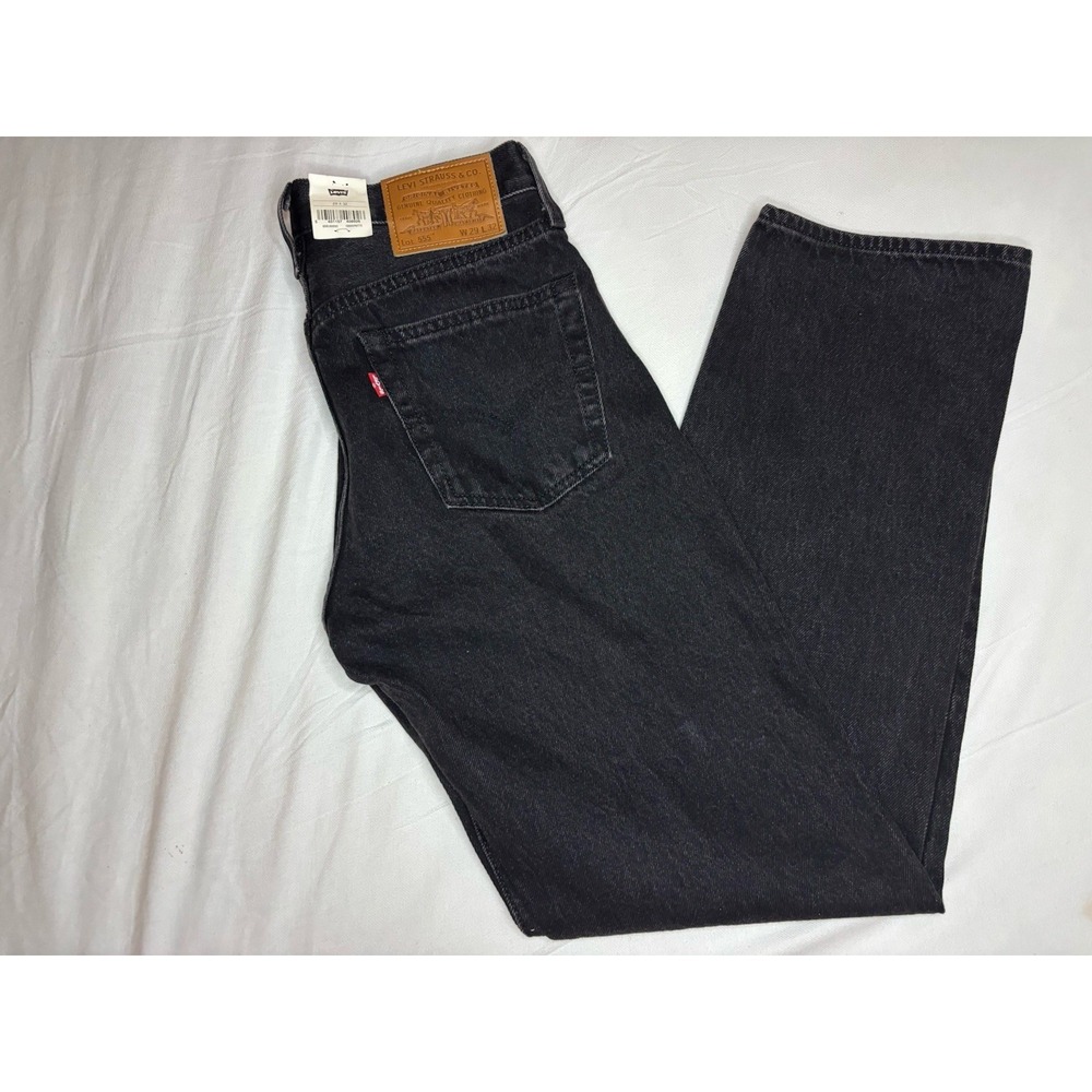 Levi's Premium 555 Relaxed Straight Leg Jeans 29x32 Faded Black Denim NWT Big E